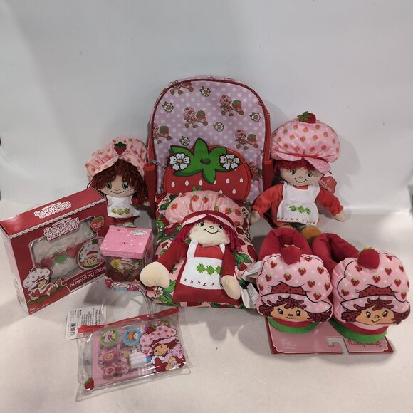Strawberry Shortcake Other - Strawberry Shortcake Bundle Slippers sz 7/8, 2 dolls, pillow, backpack & more